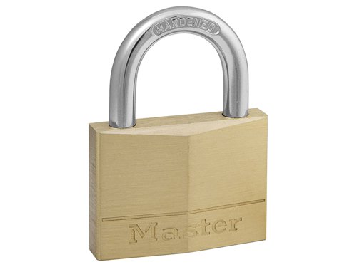 Master Lock Classic Brass Padlocks are a tough and reliable security solution. The solid brass body has a modern diamond shaped design and a brushed finish. The extensive range of brass padlock options means there is a Master Lock brass padlock for just about any need.Each padlock has a solid body, hardened steel shackle for extra cut resistance and dual locking levers for added protection from prying and hammering. A variety of multi-pack options, where all padlocks in the pack open with the same key (keyed alike) is also available. Padlocks are available with 4-pin, 5-pin or 6-pin cylinders and with a variety of shackle lengths for added security and for a wider range of possible application options.All Master Lock padlocks are supplied with a minimum of 2 keys and a Lifetime Warranty against mechanical failure.Suggested Uses: Gates, containers, storage units and sheds.The Master Lock 150EURD has the following specifications:50mm solid brass padlock - 25mm hardened steel shackle, 7mm diameter - 5-pins