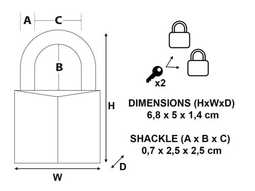 MLK Solid Brass 50mm Padlock 5-Pin - Keyed Alike x 2