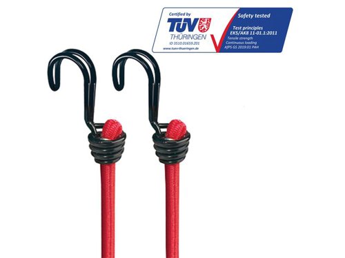 MLK Twin Wire Bungee Cord 60cm Red 2 Piece