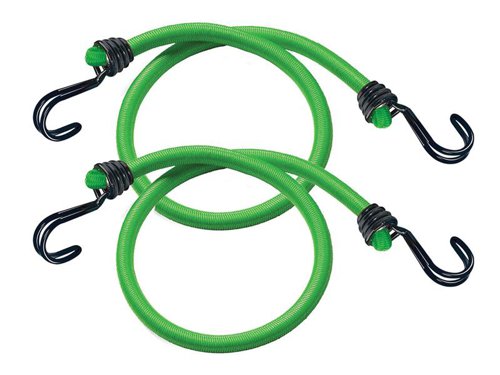 MLK Twin Wire Bungee Cord 80cm Green 2 Piece