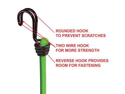 MLK Twin Wire Bungee Cord 80cm Green 2 Piece