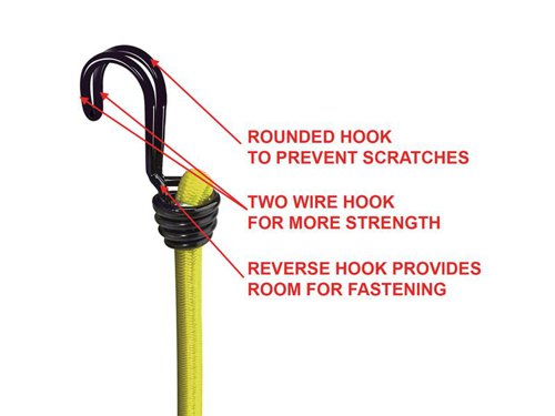 MLK3022E Master Lock Twin Wire Bungee Cord 100cm Yellow 2 Piece