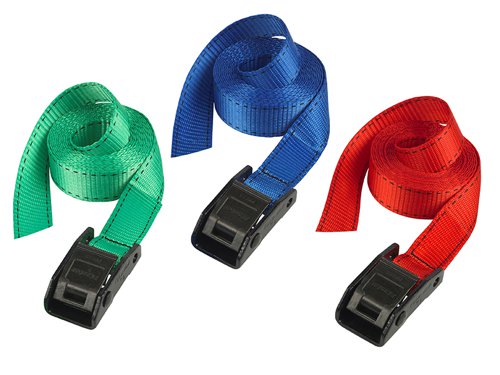 MLK3110ECOL Master Lock Lashing Strap with Metal Buckle, Coloured 2.5m 150kg (Pack 2)