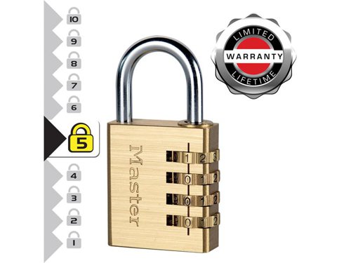 MLK Brass Finish 40mm 4-Digit Combination Padlock