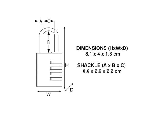 MLK Brass Finish 40mm 4-Digit Combination Padlock