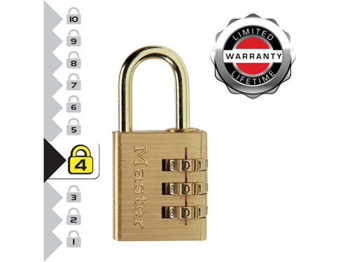 MLK Brass Finish 30mm 3-Digit Combination Padlock