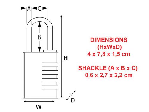MLK Aluminium 40mm 4-Digit Combination Padlock