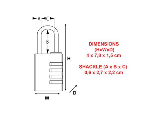 MLK Black Finish 40mm 4-Digit Combination Padlock