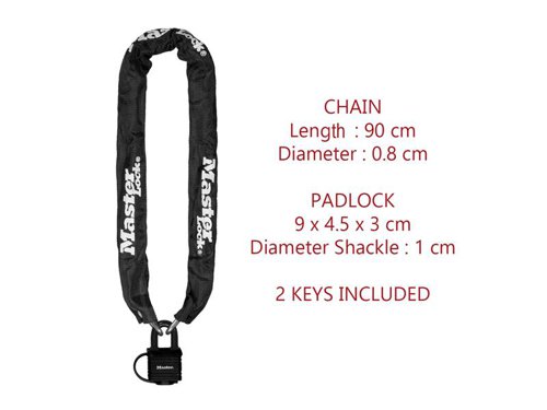 MLK Weather Tough 40mm Padlock & Chain 90cm x 6mm