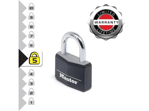 MLK Aluminium Black Vinyl Cover 40mm Padlock 4-Pin