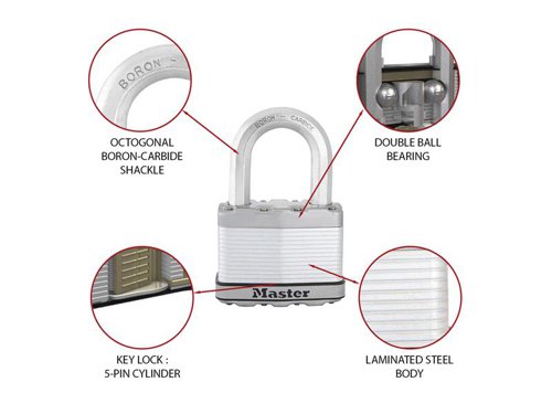 MLK Excell™ Laminated Steel 64mm Padlock 5-Pin - 38mm Shackle