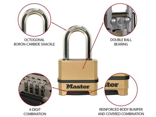 MLK Excell™ 4-Digit Combination 50mm Padlock - 38mm Shackle