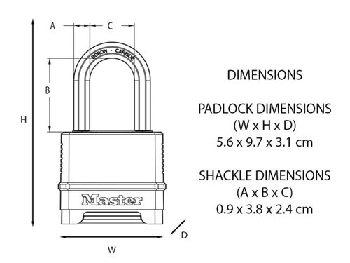 MLK Excell™ 4-Digit Combination 50mm Padlock - 38mm Shackle