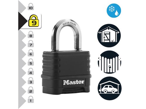 MLK Excell™ 4-Digit Black Finish Combination 50mm Padlock