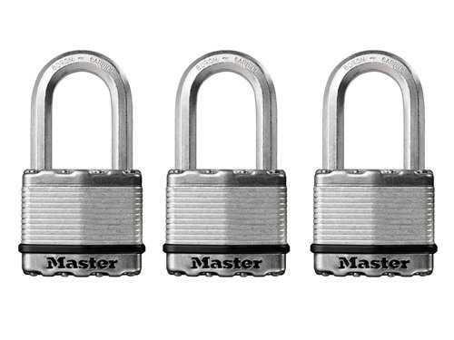 Master Lock Excell™ Laminated Steel 50mm Padlock - 38mm Shackle - Keyed Alike x 3