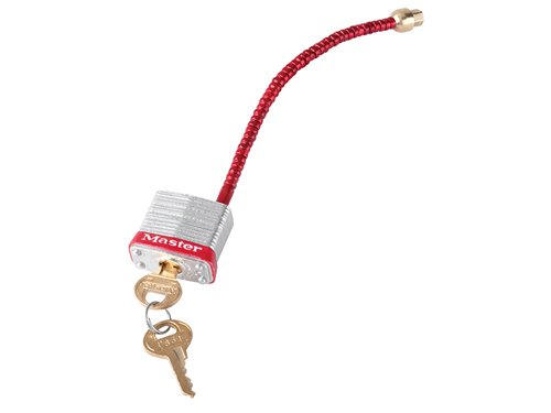 MLKS7C5RED Master Lock Lockout Padlock with Flexible Braided Steel Cable Shackle