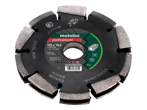 MPT628298 Metabo 2 Row Professional UP Universal Wall Chaser Blade 125 x 18 x 22.23mm