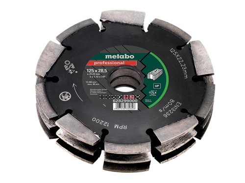 MPT628299 Metabo 3 Row Professional UP Universal Wall Chaser Blade 125 x 28.5 x 22.23mm