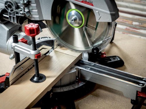 The Metabo KGS 18 LTX BL 216 Brushless Mitre Saw comes with a powerful brushless motor for sawing like a mains-powered tool. Soft start and overload protection provide a long motor and drive service life. It has a large cutting capacity thanks to the sliding function for wide work pieces.The turntable features stop points of common angles for fast, precise setting. With saw blade inclination from -2 to 47??, making it suited to undercuts. A quick-action clamp for secure fixing of the work piece from the top or front. There is also a depth guide for easy creation of grooves. Precision Cut Line (PCL) provides a precise shadow cutting line, without re-adjustment, thanks to a cleverly positioned LED. All scales and operating elements are visible from the working position and can be operated intuitively. Fitted with ergonomic handle areas for easy carrying, with one or two hands.Part of the CAS system. This product can be combined with all 18V battery packs and chargers of the CAS brands. Many brands, one battery pack system.Supplied with: 1 x Classic Cordless Cut Wood Saw Blade 254 x 30mm x Z48, 2 x Table Length Extensions, 1 x Length Guide, 1 x Material Clamp, 1 x Tool for Saw Blade Change, 1 x Chip Collection Bag, 1 x 18V 4.0Ah Li-Power Battery Pack and 1 x AIR COOLED Charger ASC 55.Specifications:No Load Speed: 4,000/min.Max. Cutting Speed: 53 m/s.Saw Blade: 254 x 30mm.Max. Cutting Width 90??/45??: 305/215mm.Max. Cutting Depth 90??/45??: 92/47mm.Cutting Capacity (mm): 90??/90?? 305 x 92, 45??/45?? 215 x 47.Turntable Setting Left/Right: 50??/50??.Saw Blade Tilt Left/Right: 47??/2??.Support Surface: 345 x 760mm.Weight: 14.8kg (without battery pack).