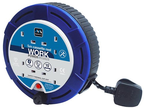 Masterplug Cassette Reel 4 Gang 10A 5m Blue SCT0510/4BL-MP