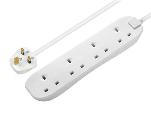 These Masterplug White Extension Leads offer exceptional value for money. Rounded slimline appearance with safety shuttered sockets. They also feature wall-fixing slots. Ideal for home use.Available with either 4- or 6-sockets and both have a 2m cable. Manufactured to BS 1363-2.1 x Masterplug Extension Lead 240V 4-Gang 13A White 2m