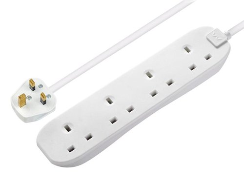 Masterplug Extension Lead eliminates the problem of having more electrical items than sockets available. Great to use in the home as well as in the office.Manufactured to BS 1363-2 Standards.Specification:Number of Gangs: 4Cable Length: 5mFuse: 13 ampColour: WhiteVoltage: 240V