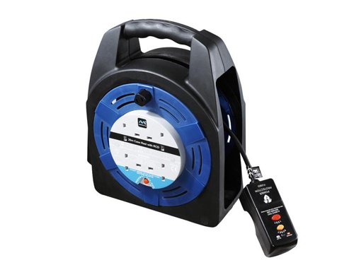 This Masterplug 240V Case Reel has a robust design with safety thermal cut-out to prevent overheating, and safety socket shutters. This 4-socket open cable reel extension lead is perfect for using around the home, garden or office. Fitted with a comfortable, heavy-duty handle for easy transporting. The cable is protected by the outer plastic casing which enables convenient and safe storage. It also has a flat base, this enables the reel to stand up.Manufactured to BS EN 61242.The HBT20RCD version has an RCD (residual current device) plug for added safety. This sensitive safety device will switch off electricity automatically if there is a fault.