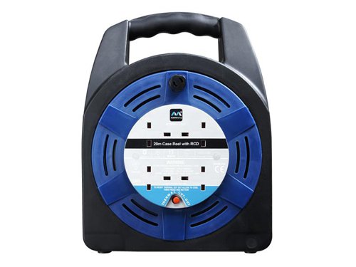 This Masterplug 240V Case Reel has a robust design with safety thermal cut-out to prevent overheating, and safety socket shutters. This 4-socket open cable reel extension lead is perfect for using around the home, garden or office. Fitted with a comfortable, heavy-duty handle for easy transporting. The cable is protected by the outer plastic casing which enables convenient and safe storage. It also has a flat base, this enables the reel to stand up.Manufactured to BS EN 61242.The HBT20RCD version has an RCD (residual current device) plug for added safety. This sensitive safety device will switch off electricity automatically if there is a fault.