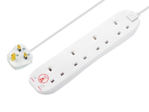 Masterplug Surge Protected Extension Leads are designed to protect your electrical appliances from power surges and spikes. This extension lead also has safety shuttered sockets and allows you to plug in multiple electrical devices in the home as well as in the office.Available with either 4- or 6-sockets, both have a 2m lead and £1,000 connected equipment warranty.1 x Masterplug Surge Protected Extension Lead 240V 4-Gang 13A White 2m