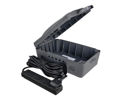 Masterplug Weatherproof Box with 10m 240V 4-Way Bar