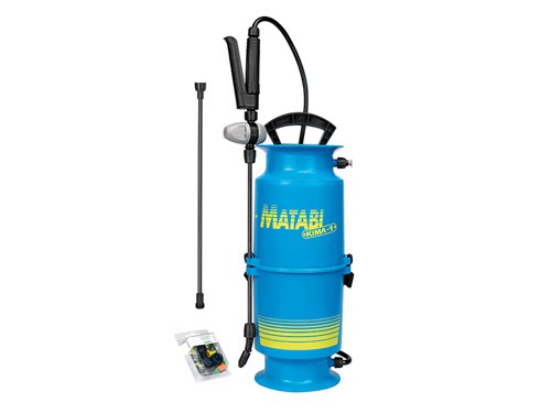 The Matabi Kima Sprayer is easy-to-use and maintain. It allows easy, tool-free access to all parts, meaning that it is easier to service.The Sprayer has an ergonomic handle and a foot piece that allows the unit to be held down while pressurising. It has a filter with Viton® seals and a rust-proof spring for longer life. The hose reel is incorporated in the base, providing easier storage.The Kima Sprayer has a fibreglass lance. It is supplied with a 0.42m extension tube, an adjustable conical nozzle and an adaptor for accessories.The MTB83808 Kima 9 has a capacity of 6 litres.