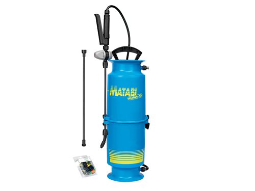 The Matabi Kima Sprayer is easy-to-use and maintain. It allows easy, tool-free access to all parts, meaning that it is easier to service.The Sprayer has an ergonomic handle and a foot piece that allows the unit to be held down while pressurising. It has a filter with Viton® seals and a rust-proof spring for longer life. The hose reel is incorporated in the base, providing easier storage.The Kima Sprayer has a fibreglass lance. It is supplied with a 0.42m extension tube, an adjustable conical nozzle and an adaptor for accessories.The MTB83812 Kima 12 has a capacity of 8 litres.