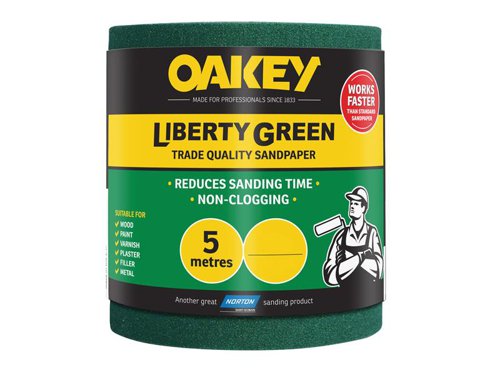 Oakey Liberty Green Sanding Roll 115mm x 5m Extra Coarse 40G