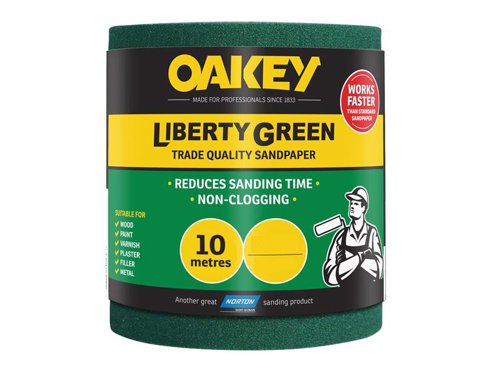 Oakey Liberty Green Sanding Roll 115mm x 10m Medium 80G