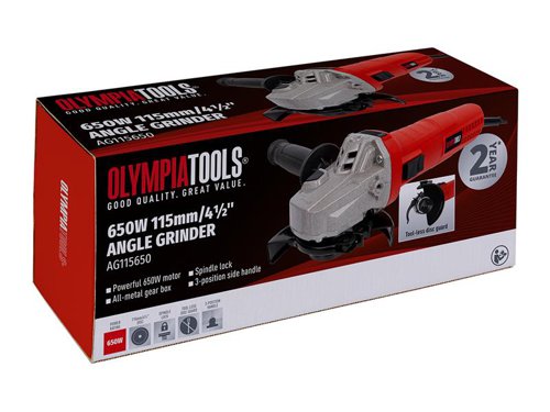 OLPAG115650 Olympia Power Tools Angle Grinder 115mm (4.1/2in) 650W 240V