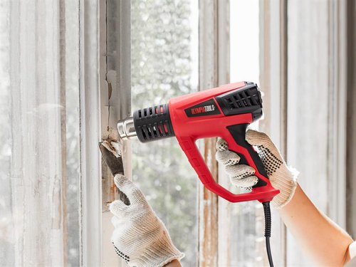 The Olympia Tools® Heat Gun has a powerful motor and 3 heat/airflow settings, controlled by an easy-to-use switch. For added safety, there is a built-in overheat feature that prevents the tool from overheating. Fitted with a comfortable soft grip. The end of the heat gun doubles as a sturdy stand, ideal when the nozzle is hot after use.Supplied with: 4 x Nozzles and 1 x Scraper.Specifications:Input Power: 2,000W.Heat Settings: 50/400/600°C.Airflow: 500/250/500 L/min.Weight: 0.80kg.