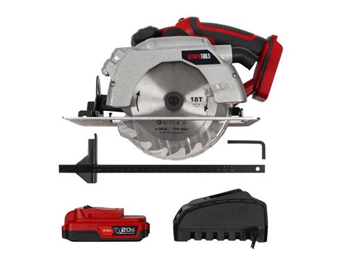 The Olympia Tools® X20S™ Circular Saw has an adjustable base for cutting bevels up to 45° and a handy laser guide. Fitted with a comfortable, soft grip handle for reduced fatigue and increased control. There is also a handy vacuum port that enables direct connection to a dust extractor.Supplied with: 1 x 20V 2.0Ah X20S™ Li-ion Battery, 1 x X20S™ Fast Charger, 1 x TCT Saw Blade 165 x 20mm, 1 x Parallel Cutting Guide and 1 x Hex Key.Specifications:No Load Speed: 4,300/min.Blade (Ø x Bore): 165 x 20mm.Bevel Capacity: 0-45°.Max. Cutting Depth: @90° 52mm, @45° 36mm.Charge Time: 1 hour.Weight: 2.66kg.