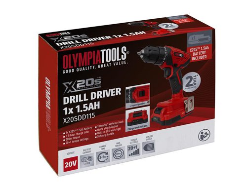 OLPX20SDD115 Olympia Power Tools X20S™ Drill Driver 20V 1 x 1.5Ah Li-ion