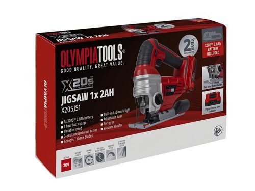 OLPX20SJS1 Olympia Power Tools X20S™ Jigsaw 20V 1 x 2.0Ah Li-ion