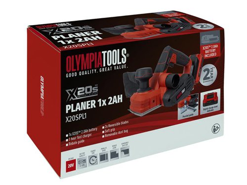 Olympia Power Tools X20S™ Planer 20V 1 x 2.0Ah Li-ion
