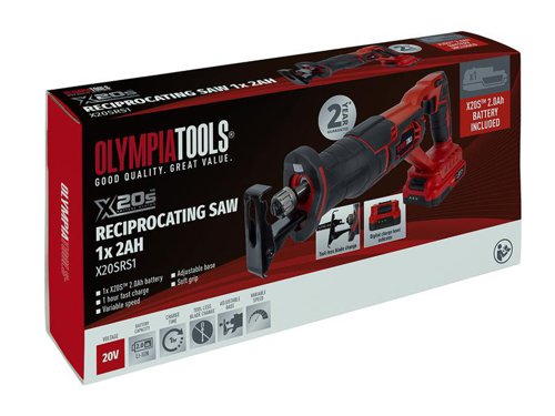 OLPX20SRS1 Olympia Power Tools X20S™ Reciprocating Saw 20V 1 x 2.0Ah Li-ion