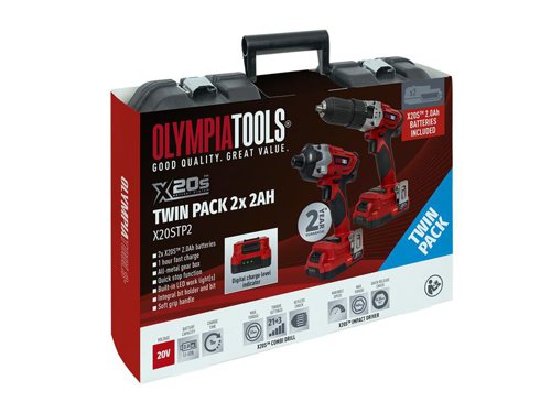OLPX20STP2 Olympia Power Tools X20S™ Twin Pack 20V 2 x 2.0Ah Li-ion