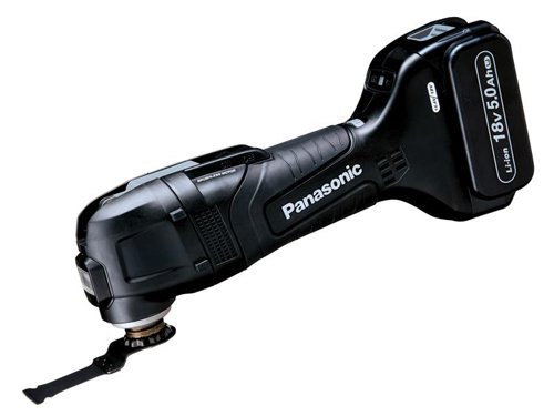 The Panasonic EY46A5 Brushless Multi-Tool combines performance with control for efficient working. Its high power ensures speed is maintained even when load is increased.Fitted with a speed adjustment dial, meaning the oscillation rate can be selected. There is also a lock-on switch for fatigue-free working. Ideal for a wide range of jobs, from cutting wood or metal to grinding tile adhesive or removing sealant.It has a compact design with a slim grip for comfortable handling. The narrow body and slim grip ensure easy handling and control, even in tight areas. Universal blade fitting, so the mount can accept OIS and Starlock blades. Blade can be fitted in a range of directions, angle can be set to increments of 30°, to suit the job. Simple blade removal via a single bolt.There is also a built-in LED work light, its twin LED light feature will ensure you get a good view of your working area no matter how secluded.Specifications:No Load Speed: 6,000-20,000/min.Oscillation Angle: 3°.Weight: 1.95kg (with 5.0Ah Battery).The Panasonic EY46A5LJ Brushless Multi-Tool comes with:1 x Universal 35mm Blade.2 x 18V 5.0Ah Li-ion Batteries.1 x Charger.1 x Systainer Case, widely used in the power tool industry by Festool, Mafell and other brands, so the tradesman can stack and connect our cases with any of the other Systainer cased brands.