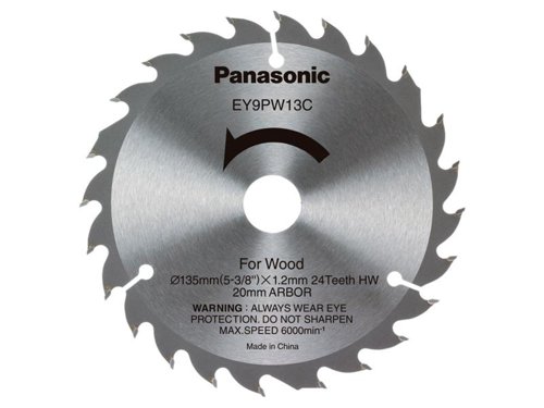 Panasonic EY9PW13 Saw Blade for wood cutting. The blade has an extremely robust design and carbide tips.Use on other materials is NOT recommended. It will result in a rough cut and could increase the risk of kickback or other injuries.1 x Panasonic EY9PW13C32 Wood Cutting TCT Blade 135 x 20mm x 24T