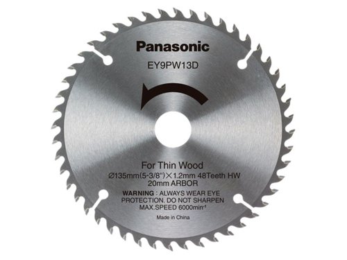 Panasonic EY9PW13 Saw Blade for wood cutting. The blade has an extremely robust design and carbide tips.Use on other materials is NOT recommended. It will result in a rough cut and could increase the risk of kickback or other injuries.1 x Panasonic EY9PW13D32 Wood Cutting TCT Blade 135 x 20mm x 48T