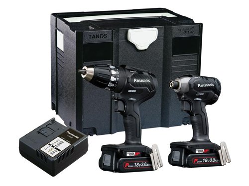 The Panasonic EYC231PN Twin Pack contains the following:1 x 18V EY74A3 Smart Brushless Drill Driver automatically adjusts between a fast rotation speed for lighter work and higher torque whenever the load increases. This enables appropriate torque and rotation for any task. For maximum convenience and accuracy, the new 'tapping mode' allows automatic reverse without having to change the toggle.Chuck: 13mm Keyless.No Load Speed: 20-530/70-1,800/min.Max. Torque: 50Nm, 18 Settings.1 x 18V EY76A1 Smart Brushless Impact Driver with DASH mode, this allows the unit to instantly reach full speed. It has an ultra-compact body design with increased impact protection as well as an ergonomic soft grip for user comfort. Fitted with a one touch bit holder with a tapering collar design makes accessory changing quick and simple.Chuck: 6.35mm (1/4in).No Load Speed: 0-950/0-1,450/0-2,800/min.Impact Rate: 0-1,800/0-2,500/0-3,100/min.Torque: 26/150/170Nm.Capacity: Tensile Bolt: Standard M6-M16, High M6-M12.Also supplied with: 2 x 18V Li-ion Batteries, 1 x Charger and 1 x Systainer Case.