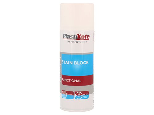 PlastiKote Trade Stain Block Spray Paint White 400ml