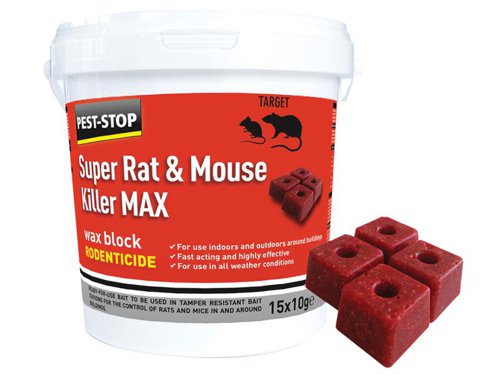 PRCPSWB03 Pest-Stop (Pelsis Group) Super Rat & Mouse Killer MAX Wax Blocks