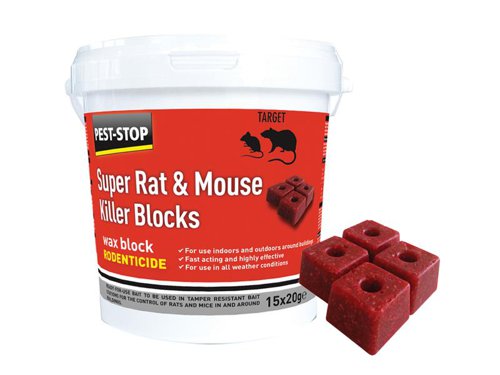PRCPSWB04 Pest-Stop (Pelsis Group) Super Rat & Mouse Killer Wax Blocks