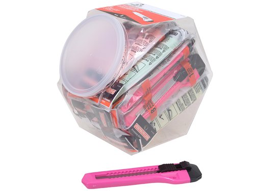 PSA660456CJA Personna Plastic Neon Snap-Off Knife 18mm (Jar of 25 Knives)